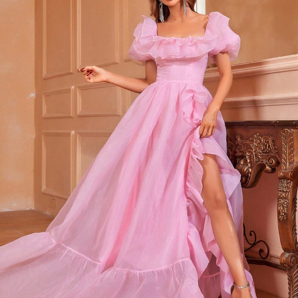 Pink Elegant Women's Formal Maxi Dress - Picture 3 of 7
